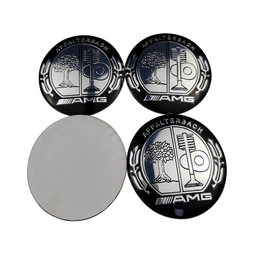 Mercedes Benz Black AFFALTERBACH Alloy Wheel Center Caps Emblem Stickers 56mm