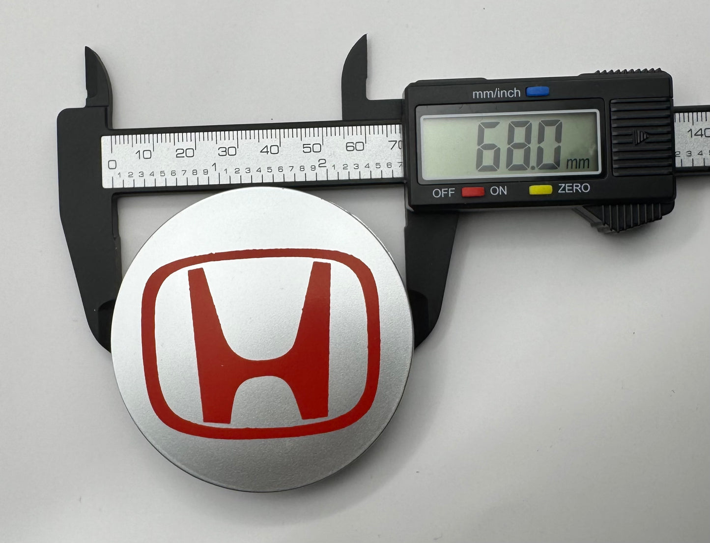 HONDA SILVER RED ALLOY WHEEL CENTRE CAPS ACCORD, CRV, CIVIC (#AMEHO1SILVERRED)