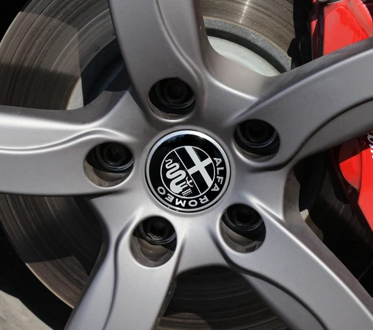 SET OF 4 Alfa Romeo Black ALLOY WHEEL CENTRE CAPS 60MM