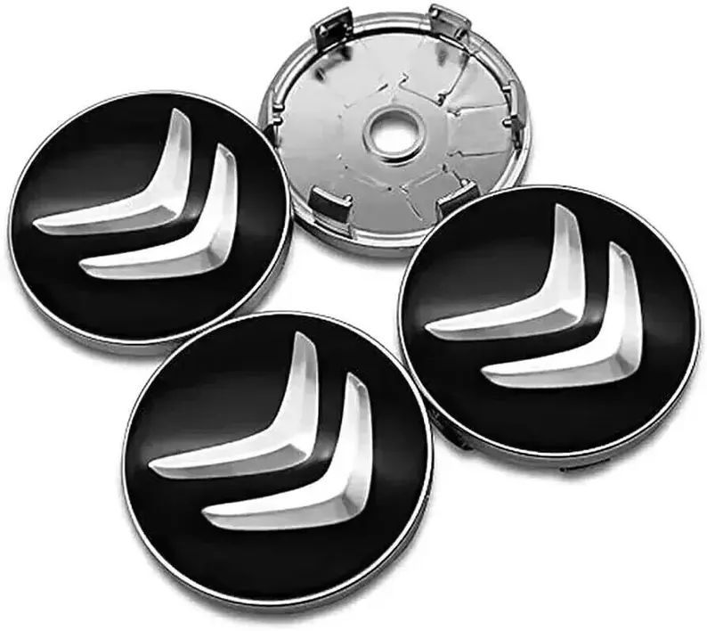 SET OF 4 Citroen Black ALLOY WHEEL CENTRE CAPS 60MM