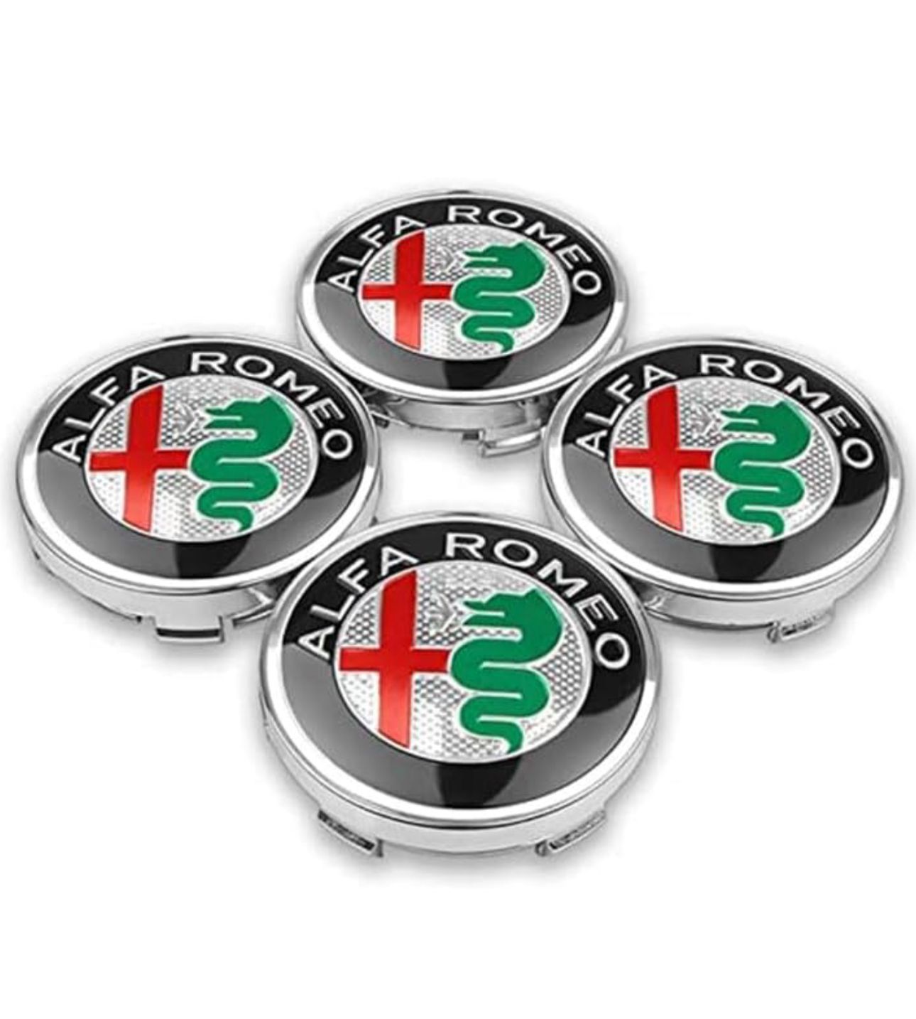 SET OF 4 Alfa Romeo Red ALLOY WHEEL CENTRE CAPS 60MM