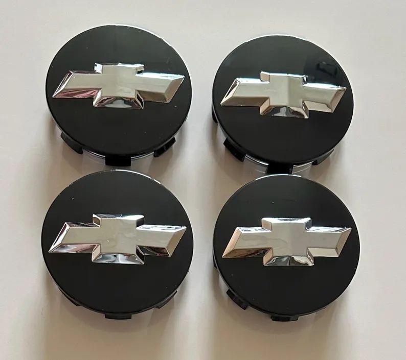 SET OF 4 Chevrolet Black ALLOY WHEEL CENTRE CAPS 83MM