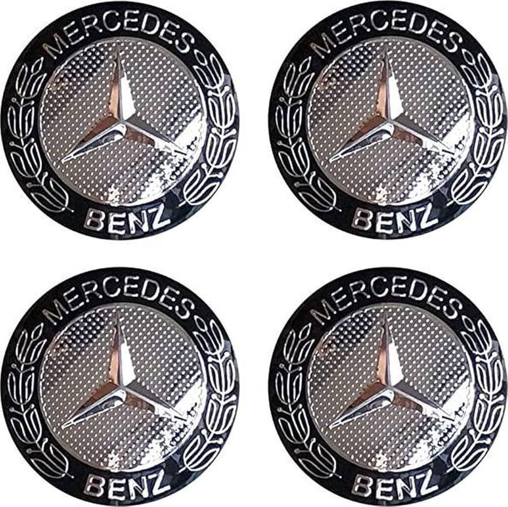 SET OF 4 Mercedes Benz Black OLD design ALLOY WHEEL CENTRE CAPS Emblem Stickers 65mm