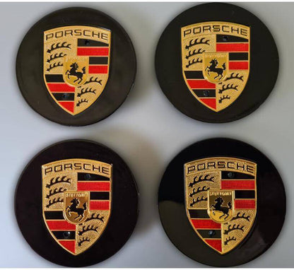 Porsche Black Alloy Wheel Center Caps | Available in 76mm & 65mm