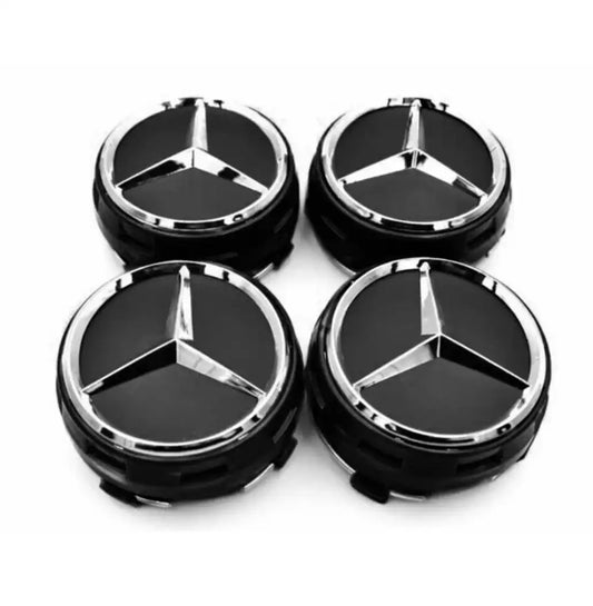 Mercedes Benz 75mm Black Alloy Wheel Raised Center Caps
