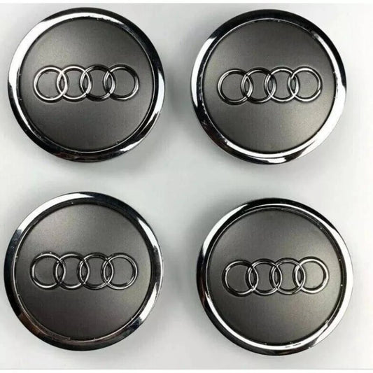 Set of 4 Grey Audi Alloy Wheel Center Caps & Dust Covers – 69mm