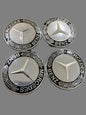 Set of 4 Mercedes Alloy Wheel Center Caps Silver & Black – 75mm
