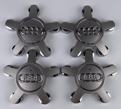 Set of 4 Audi 5-Star Spyder Grey Alloy Wheel Center Hub Caps – 135mm
