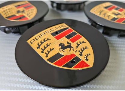 Porsche Black Alloy Wheel Center Caps | Available in 76mm & 65mm
