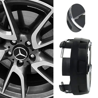 Mercedes Benz 75mm Black Alloy Wheel Raised Center Caps