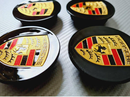Porsche Black Alloy Wheel Center Caps | Available in 76mm & 65mm