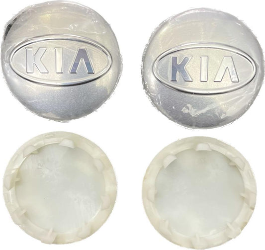 SET OF 4 KIA Silver ALLOY WHEEL CENTRE CAPS 58MM Fit Sportage, Stonic, Ceed, Niro, Rio