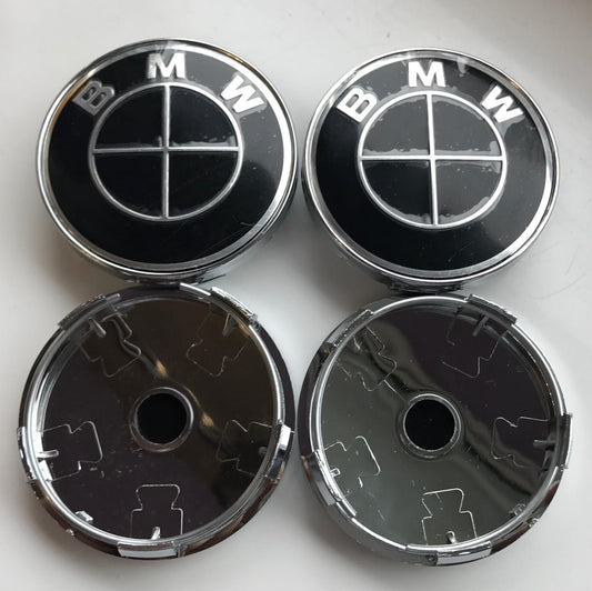 SET OF 4 BMW Full Black ALLOY WHEEL CENTRE CAPS 60MM Fit Most Aftermarket Wheels