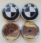 SET OF 4 BMW Black & White ALLOY WHEEL CENTRE CAPS 60MM Fit Most Aftermarket Wheels