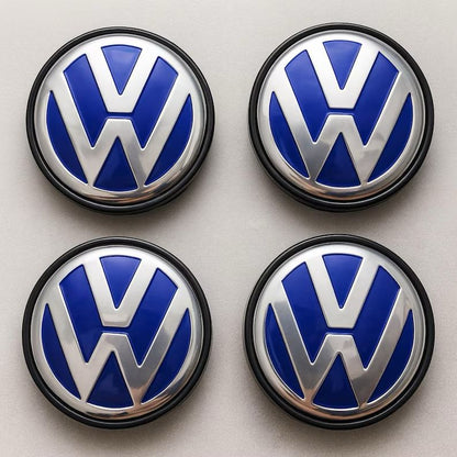 Set Of 4 BRAND New Blue Volkswagen Alloy Wheel CENTRE CAPS FOR VW GOLF POLO MK V 65MM (3B7 601 171)