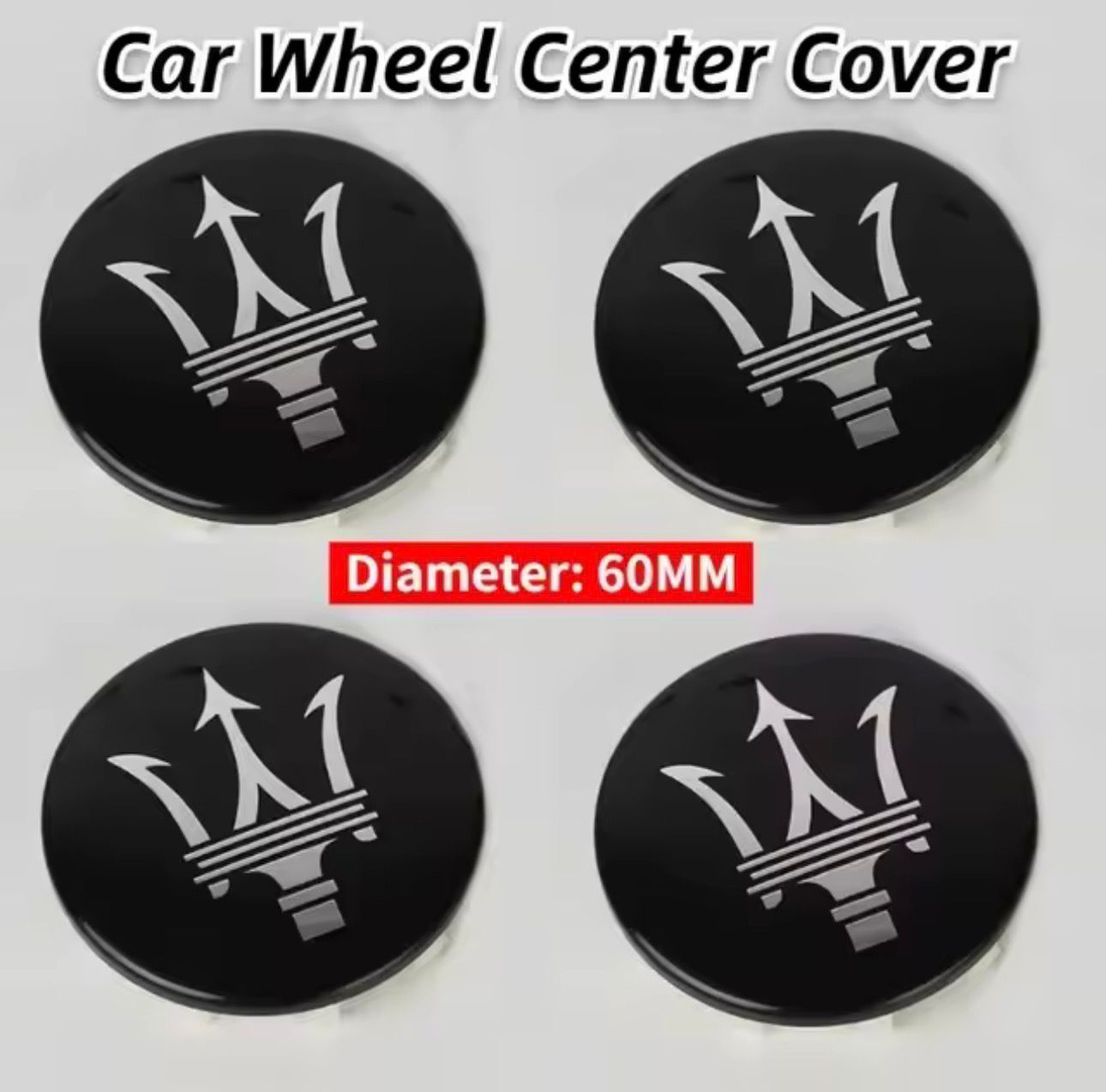 SET OF 4 Maserati ALLOY WHEEL CENTRE CAPS 60MM