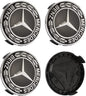 SET OF 4 MERCEDES BLACK WREATH ALLOY WHEEL CENTRE CAPS 75MM Fit A CLASS, C CLASS, E CLASS, S CLASS, AMG