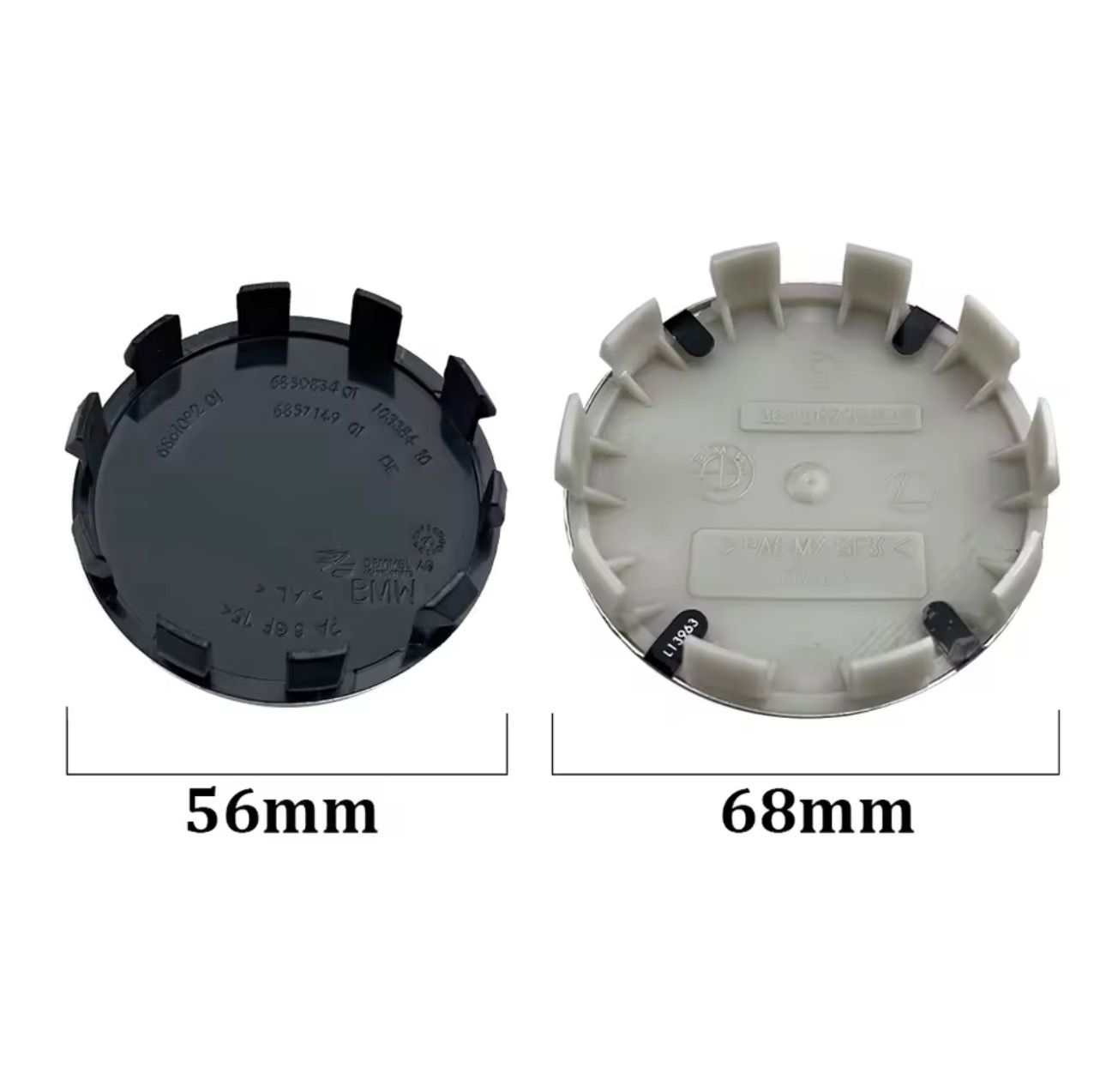 SET OF 4 BMW ALLOY WHEEL CENTRE CAPS Black & White - 68MM or 56MM