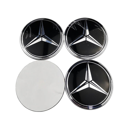 SET OF 4 Mercedes Benz Black New Alloy Wheel Center Caps Emblem Stickers 56mm