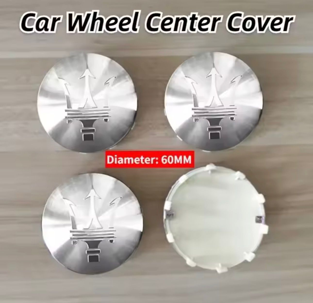 SET OF 4 Maserati ALLOY WHEEL CENTRE CAPS 60MM