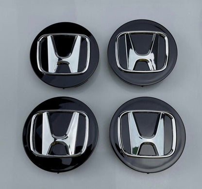 SET OF 4 HONDA Black Silver ALLOY WHEEL CENTRE CAPS 69MM Fit ACCORD, CRV, CIVIC