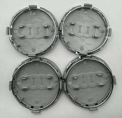 AUDI SILVER ALLOY WHEEL CENTRE CAPS WITH CHROME RING  61MM (4M0601070) Fit A3 A4 A5(#AMEAU17SILVER)