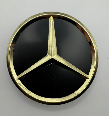 MERCEDES BLACK GOLD ALLOY WHEEL CENTRE CAPS (A CLASS, C CLASS, E CLASS, S CLASS) AMG(#AMEM15BLACKGOLD)