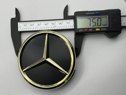 MERCEDES BLACK GOLD ALLOY WHEEL CENTRE CAPS (A CLASS, C CLASS, E CLASS, S CLASS) AMG(#AMEM15BLACKGOLD)
