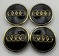 AUDI BLACK GOLD ALLOY WHEEL CENTRE CAPS (#AMEAU16BLACKGOLD)