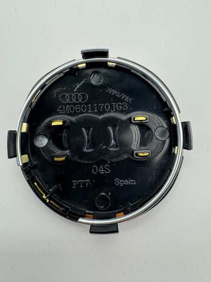 AUDI BLACK GOLD ALLOY WHEEL CENTRE CAPS (#AMEAU16BLACKGOLD)
