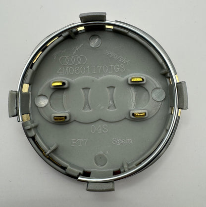AUDI SILVER GOLD ALLOY WHEEL CENTRE CAPS ( #AMEAU15SILVERGOLD)