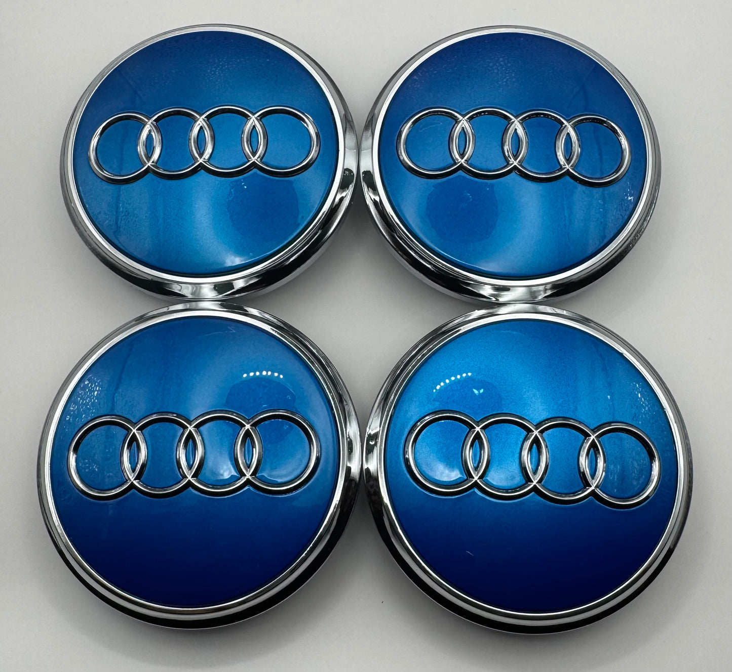 AUDI BLUE ALLOY WHEEL CENTRE CAPS(#AMEAU21BLUE)