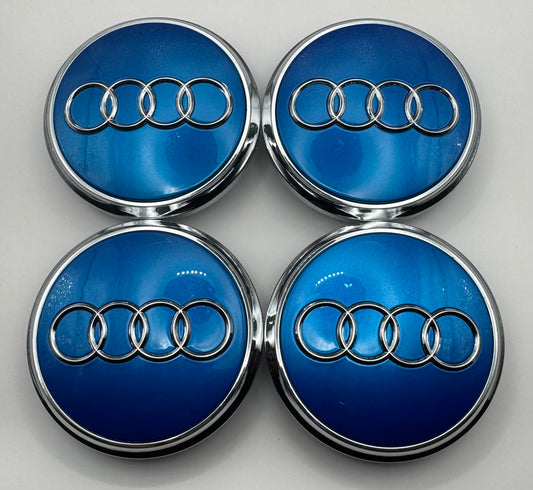 AUDI BLUE ALLOY WHEEL CENTRE CAPS(#AMEAU21BLUE)