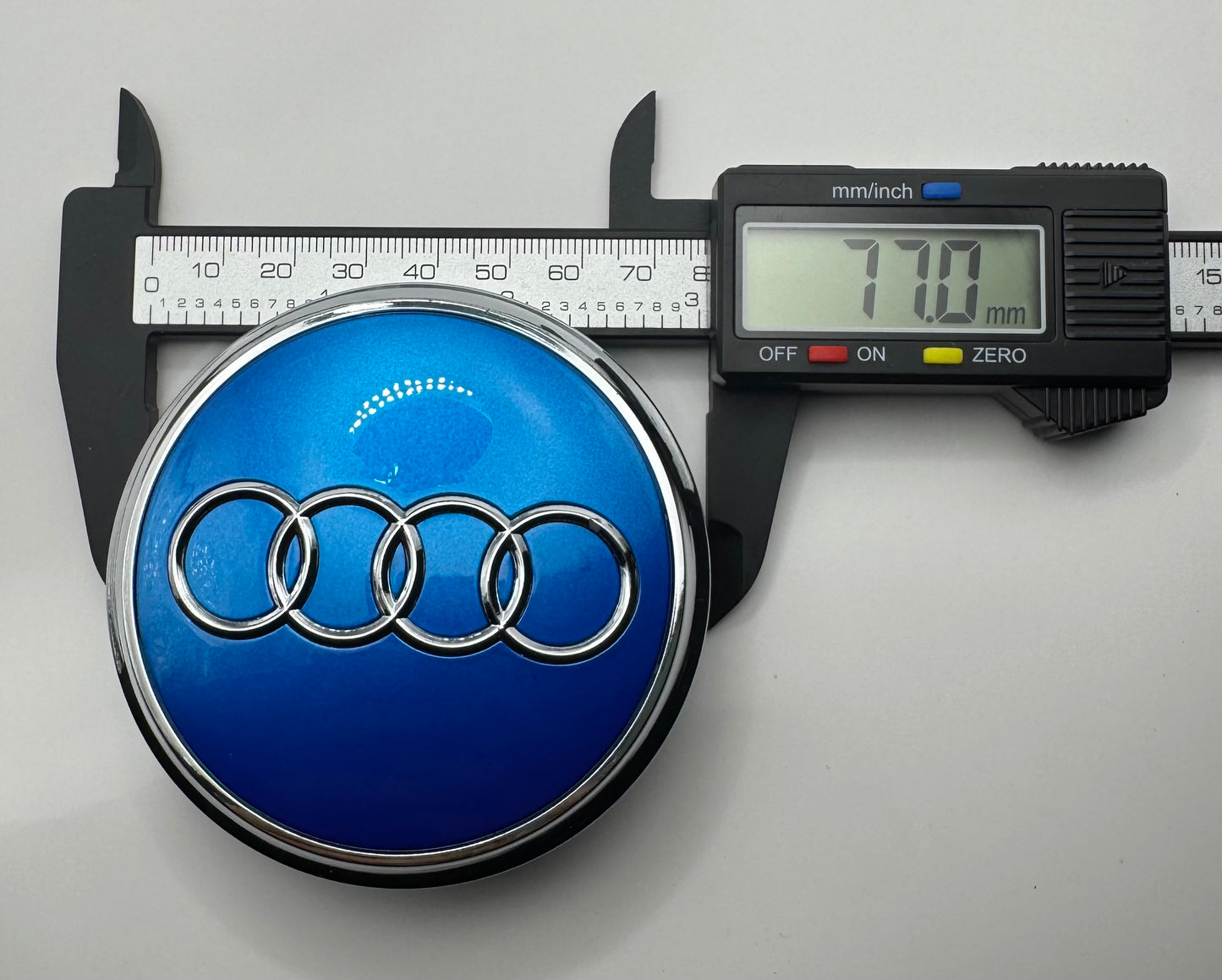 AUDI BLUE ALLOY WHEEL CENTRE CAPS(#AMEAU21BLUE)