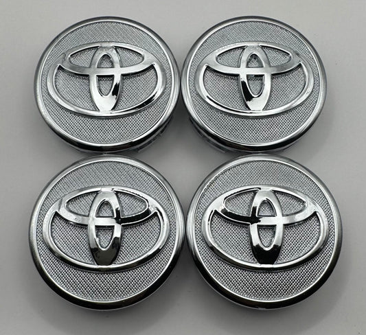 TOYOTA CHROME ALLOY WHEEL CENTRE CAPS WITH CHROME RING 57MM FIT PRIUS, PRIUS PLUS(#AMET16)