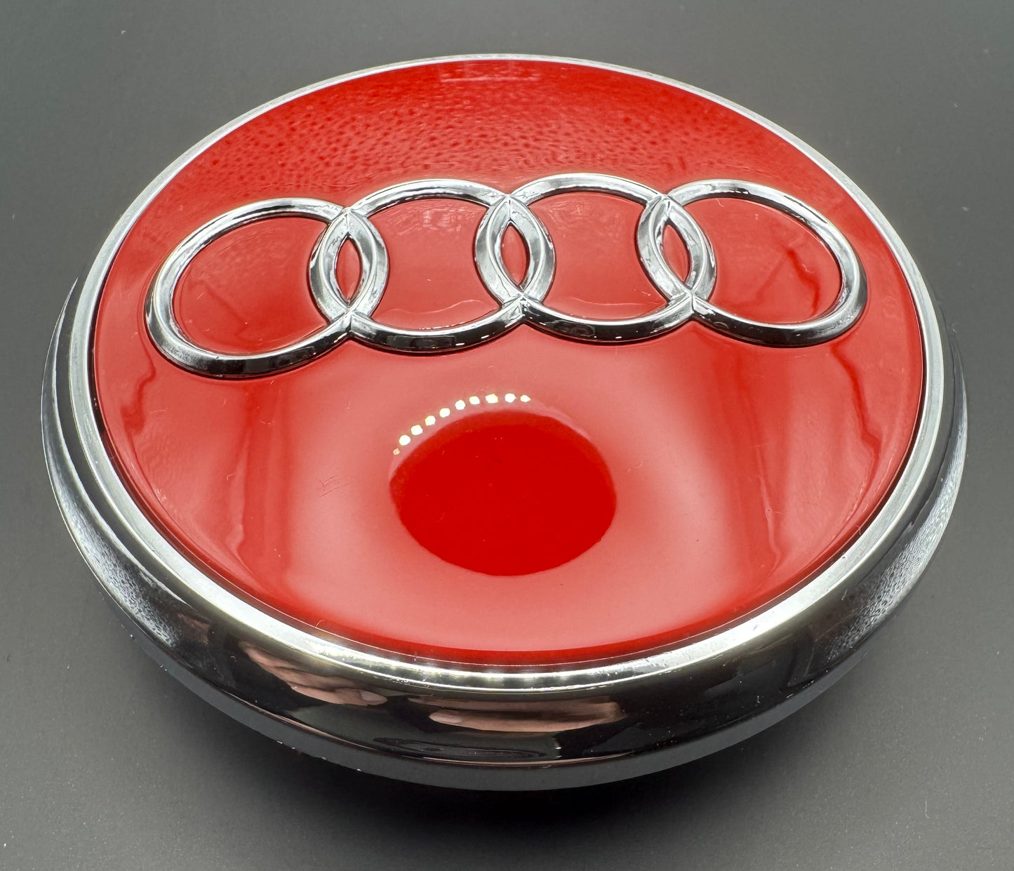 AUDI RED ALLOY WHEEL CENTRE CAPS WITH CHROME RING 77MM (4L0601170) Fit Q7 2007-2015(#AMEAU22RED)