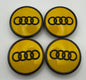 AUDI YELLOW BLACK ALLOY WHEEL CENTRE CAPS (#AMEAU19YELLOWBLACK)
