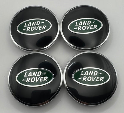 LAND ROVER BLACK GREEN ALLOY WHEEL CENTRE CAPS 62MM