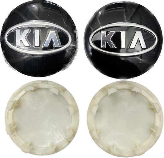 SET OF 4 KIA BLACK ALLOY WHEEL CENTRE CAPS 58MM Fit Sportage, Stonic, Ceed, Niro, Rio