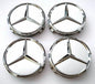 SET OF 4 MERCEDES Silver ALLOY WHEEL CENTRE CAPS 75MM Fit A CLASS, C CLASS, E CLASS, S CLASS, AMG