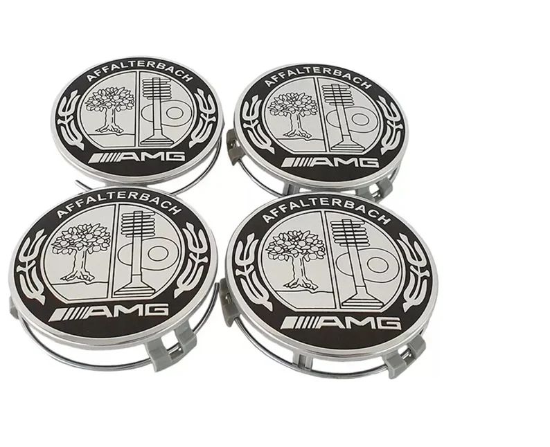 SET OF 4 MERCEDES Affalterbach ALLOY WHEEL CENTRE CAPS 75MM Fit A CLASS, C CLASS, E CLASS, S CLASS, AMG