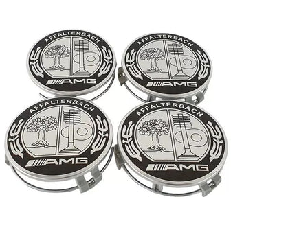 SET OF 4 MERCEDES Affalterbach ALLOY WHEEL CENTRE CAPS 75MM Fit A CLASS, C CLASS, E CLASS, S CLASS, AMG