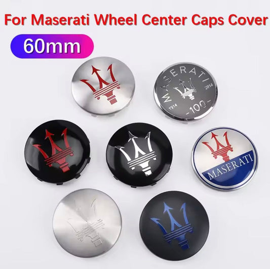 SET OF 4 Maserati ALLOY WHEEL CENTRE CAPS 60MM