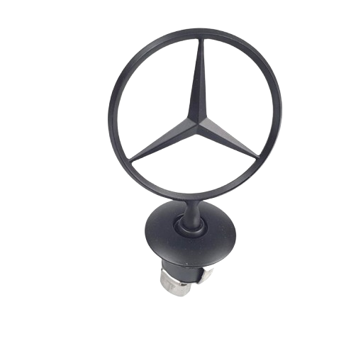 Mercedes Benz Full Black Matte Bonnet Raised Star Emblem Badge C E S CLK Class 44mm Emblem