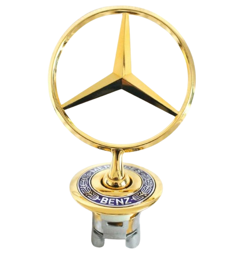 Mercedes Benz Gold Bonnet Raised Star Emblem Badge C E S CLK Class 44mm Emblem