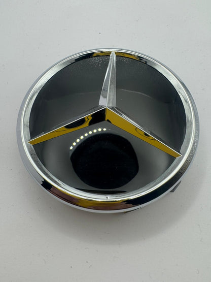 SET OF 4 MERCEDES Black Gloss ALLOY WHEEL CENTRE CAPS 75MM Fit A CLASS, C CLASS, E CLASS, S CLASS, AMG