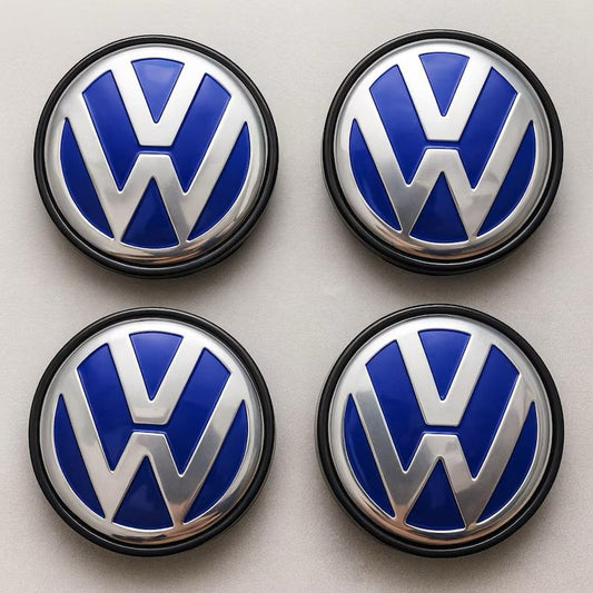 Set Of 4 BRAND NEW Blue Alloy Wheel CENTRE CAPS FOR VW GOLF POLO MK V 55MM (1 JO 601 171)