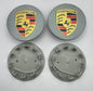 SET OF 4 PORSCHE Grey ALLOY WHEEL CENTRE CAPS 76MM Fit 911, Cayman, Boxster