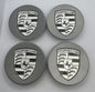 SET OF 4 PORSCHE Grey Black ALLOY WHEEL CENTRE CAPS 76MM Fit 911, Cayman, Boxster