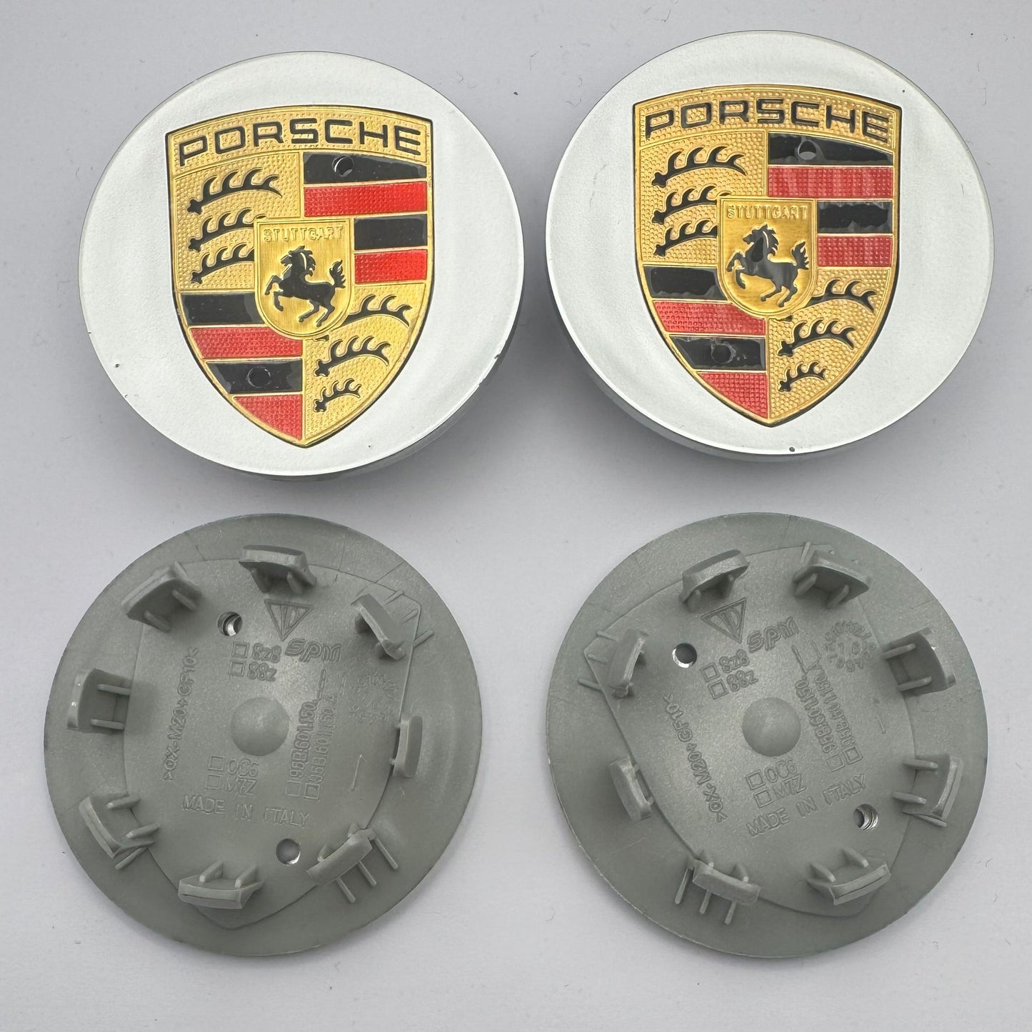 SET OF 4 PORSCHE Silver ALLOY WHEEL CENTRE CAPS 65MM Fit 911, Cayman, Boxster